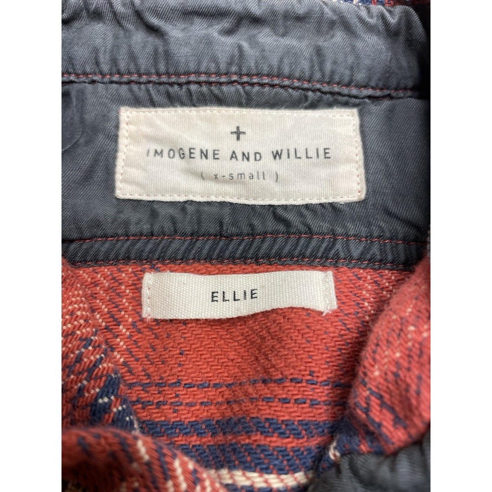 Imogene + Willie Ellie Plaid Red Flannel Shirt Womens XS Cotton Made in USA - Picture 3 of 9